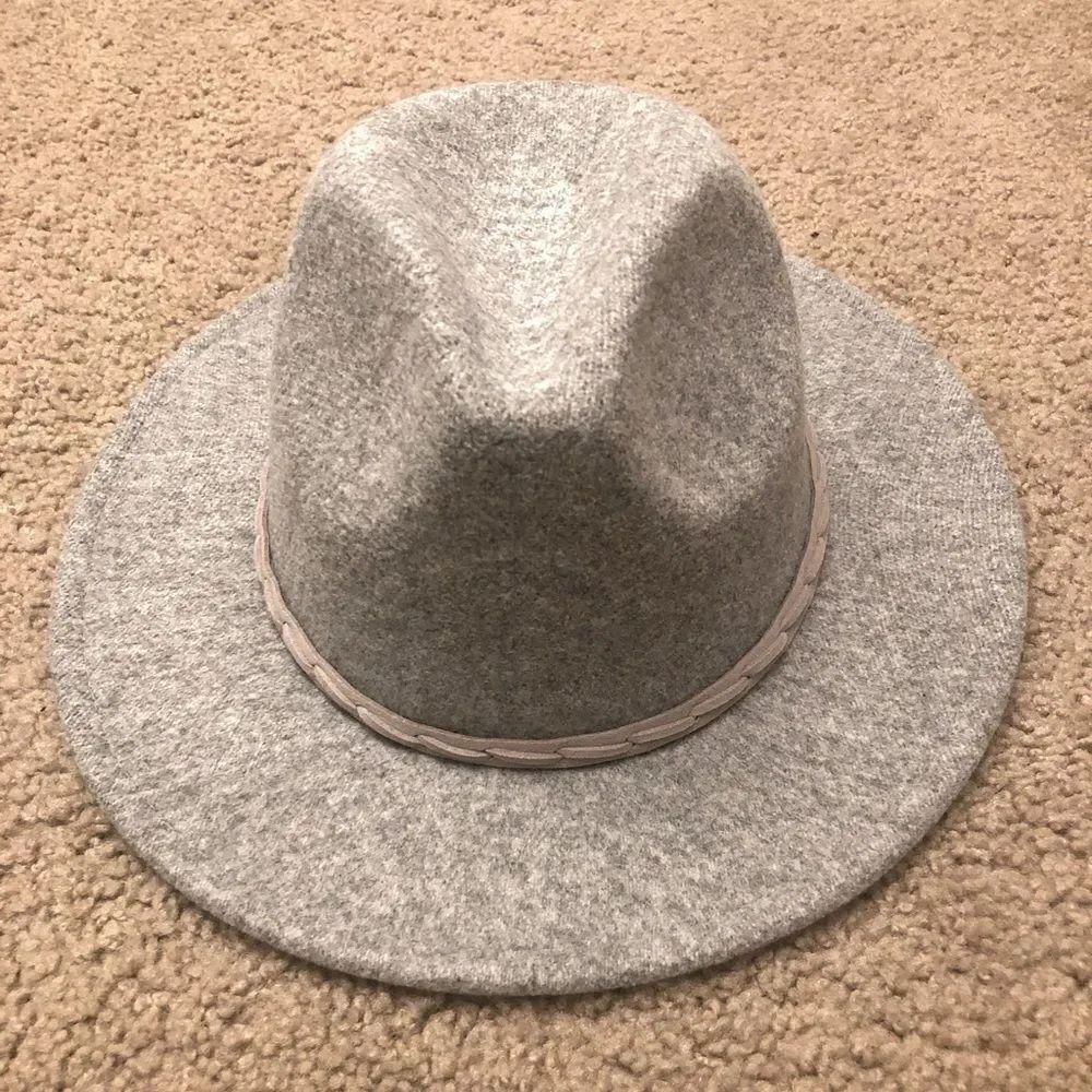 Grey Wide Brim Fedora Hat
